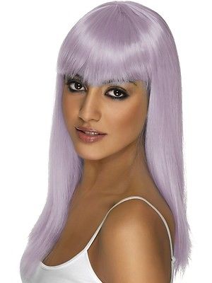 Glamourama Wig Lilac Long Straight with Fringe