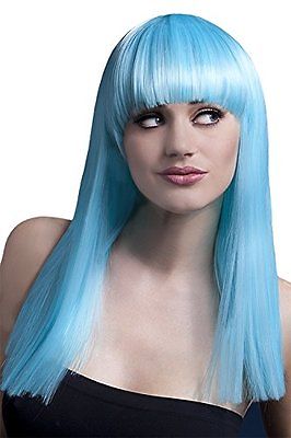 Fever Alexia Wig Neon Aqua Long Blunt Cut with Fringe 19inch/48cm