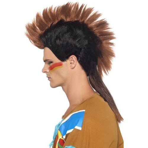 Native American Inspired Male Mohican Wig Brown