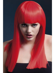 Fever Alexia Wig Neon Red Long Blunt Cut with Fringe 19inch/48cm