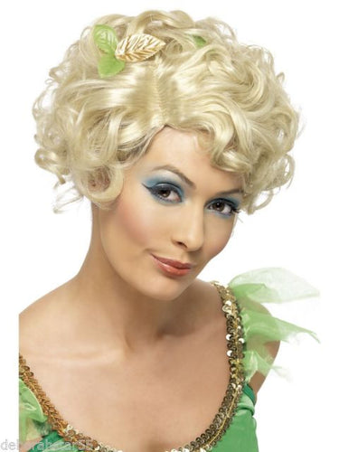 Fairy Wig Blonde Short and Wavy with Flower